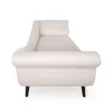 Side view of Velancia Chaise Sofa in Beige Polyester Blend with Rolled Arms