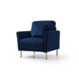 Aurello Velvet Chair in Navy Blue with Gold Legs – Elegant Accent Chair for Living Room