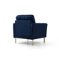 Back view of the Aurello Velvet Chair in navy blue with gold legs, showcasing its elegant design and plush upholstery.