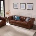 Windsor Leatherite Chesterfield Sofa Brown 1 updated