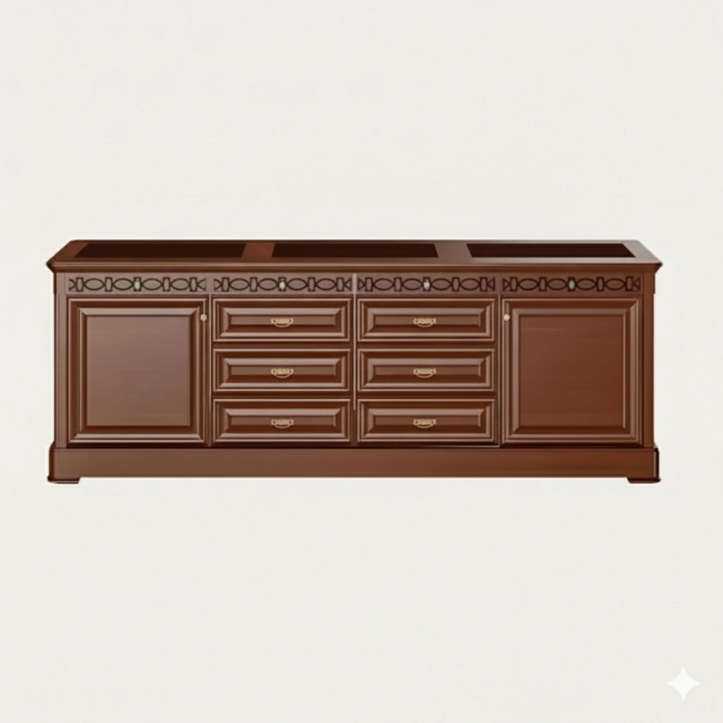 office credenza with brown top surface front view