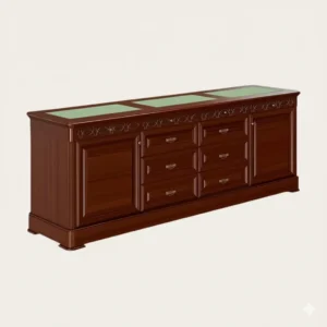 credenza table with green top surface