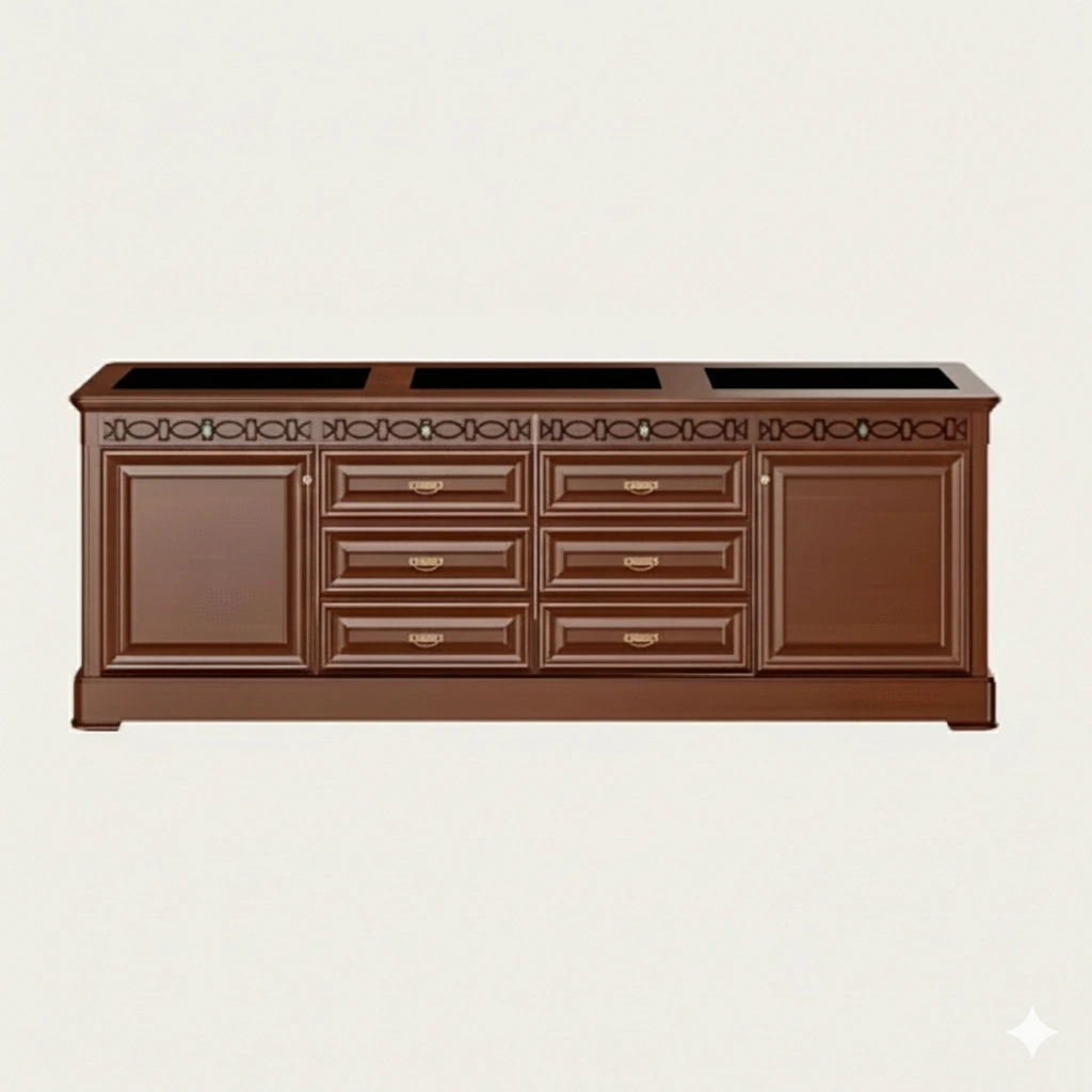 office credenza with black top surface front view