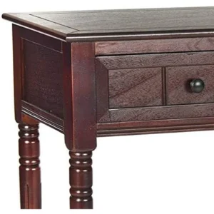 wooden cosole table showing wooden edges
