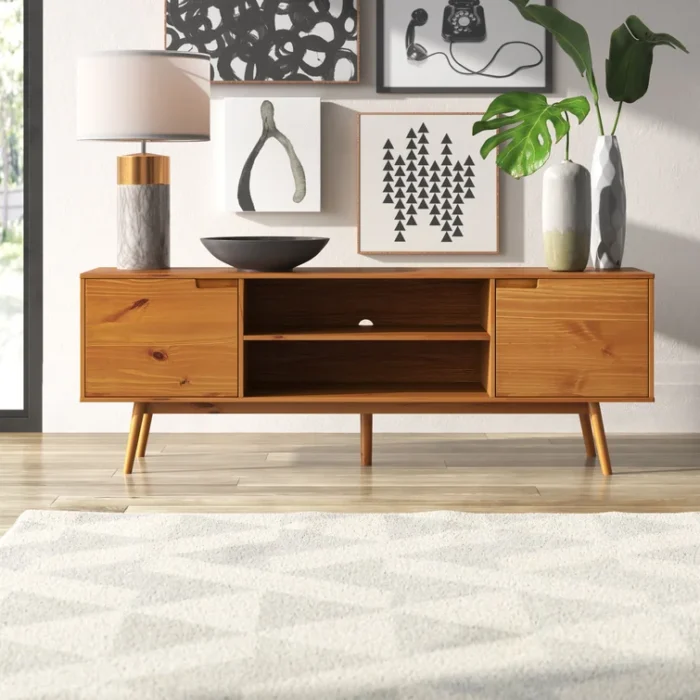 media console table in a modern living room