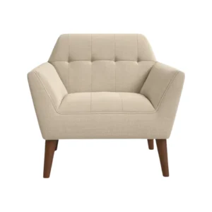 upholstered armchair front view in white background.