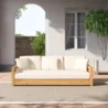 Solterra Teak Outdoor Sofa in Beige – Elegant Patio Seating with Cushions