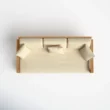 Top view of Solterra Teak Outdoor Sofa in Beige – Spacious Seating with Plush Cushions and Solid Teak Frame