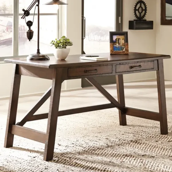 Dual Drawer Office Desk brown