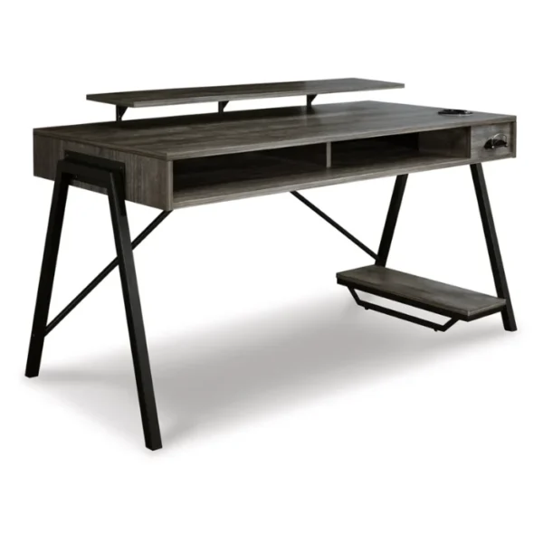 Gaming Desk 2 Roco Elite Gaming Desk featuring a sleek design with storage shelves and a footrest.