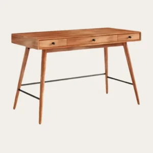 Roco Script 50″ Writer’s Desk with wooden finish and black handles