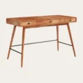 Roco Script 50″ Writer’s Desk with wooden finish and black handles