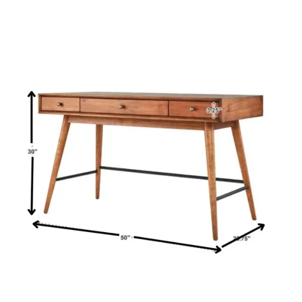 Roco Script 50″ Writer’s Desk 3 Dimensions of Roco Script 50″ Writer’s Desk with a 50-inch width, 30-inch height, and 23.75-inch depth, showcasing its clean lines and minimalist design