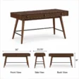 Script Trestle Writing Desk dimensions showing 50-inch width, 23.75-inch depth and 30-inch height
