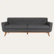 Allure Upholstered Comfort Sofa in gray with a sleek modern design and wooden legs, providing stylish and comfortable seating for any living room