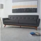 Allure Upholstered Comfort Sofa in gray, featuring a sleek mid-century modern design with tufted cushions and wooden legs, perfect for adding style and comfort to any living room