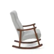 Side profile view of grey rocking chair