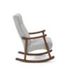 Side profile view of grey rocking chair