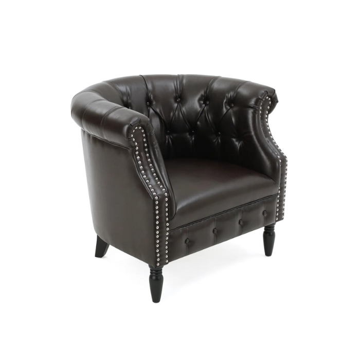 Black Vintage Leather Chesterfield Chair