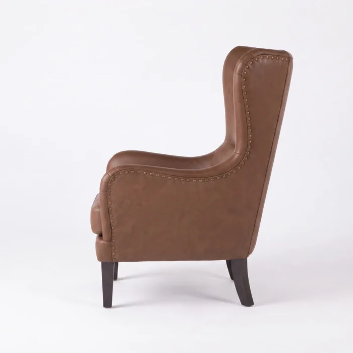 90 angle left side view Crown Upholstered Wingback Chair 90 angle left side view