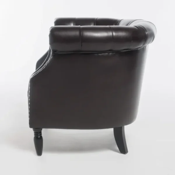 Belvoir Club Chesterfield Chair – Classic leather Chesterfield armchair with tufted back and rolled arms, perfect for home or office Belvoir Club Chesterfield Chair – Classic leather Chesterfield armchair with tufted back and rolled arms, perfect for home or office