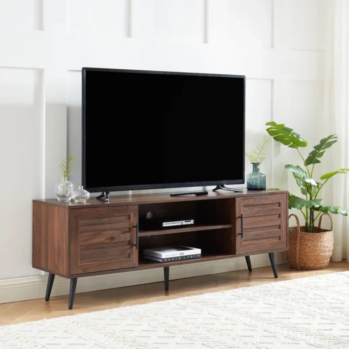 Classic Walnut TV Stand with BG Classic Walnut TV Stand dark walnut