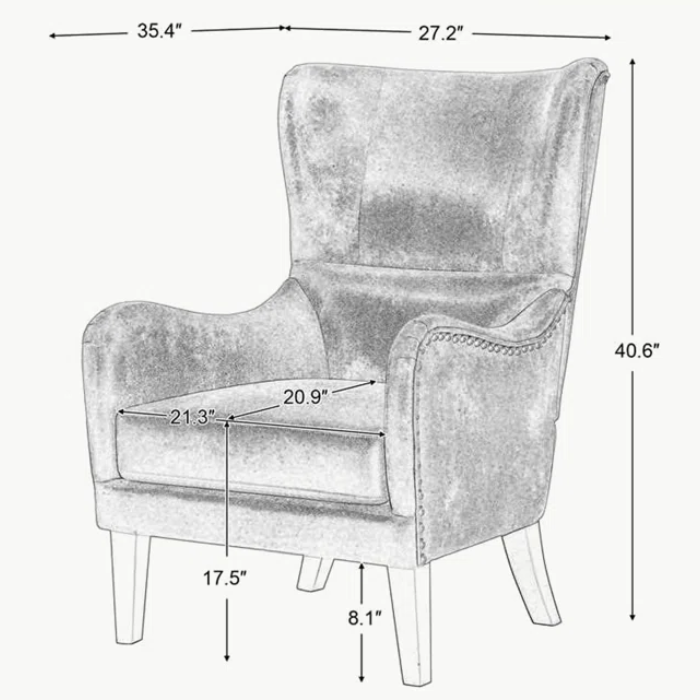 Crown Upholstered Wingback Chair Dimensions