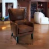 Crown Upholstered Wingback Chair close up with BG