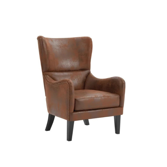 Crown Upholstered Wingback Chair Right Facing