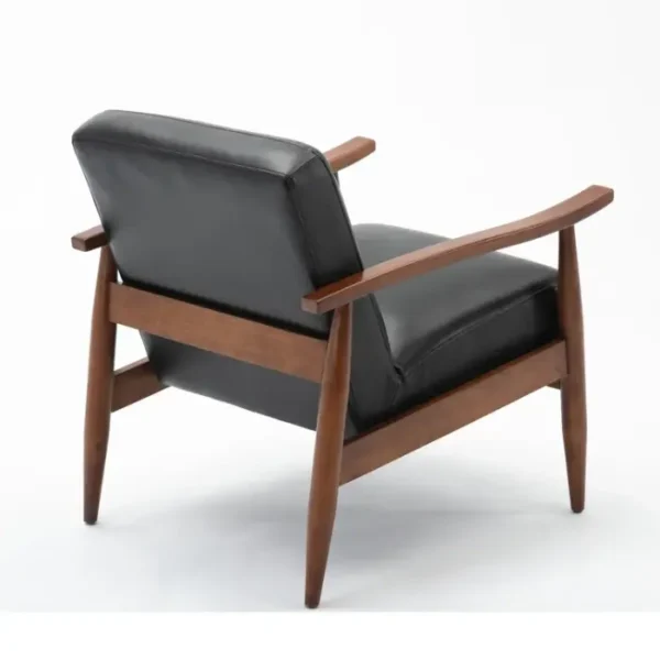 Back view of Monarch Leather Armchair in Black Faux Leather with Wooden Frame – Modern Lounge Chair Back view of Monarch Leather Armchair in Black Faux Leather with Wooden Frame – Modern Lounge Chair