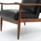 Close-up of Monarch Leather Armchair – Black Faux Leather Seat with Solid Wood Frame