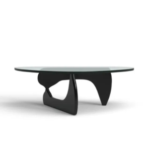 front view of black base coffee table