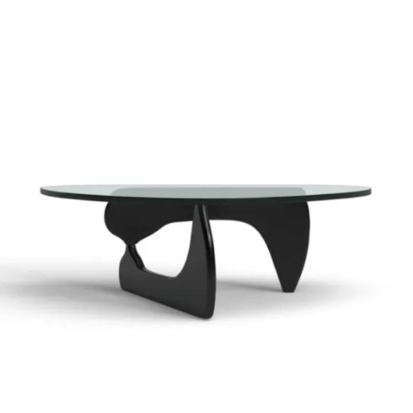Serene Glass Coffee Table - black front view of black base coffee table