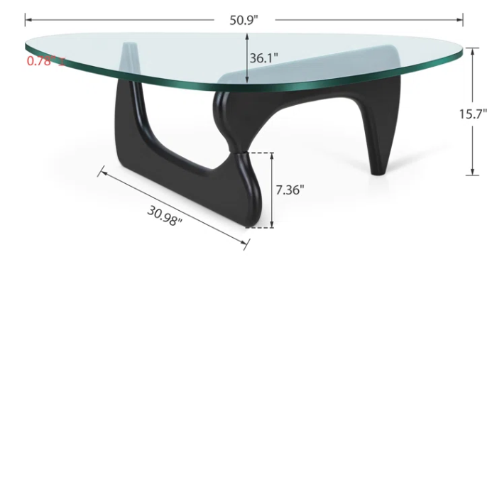 Serene Glass Coffee Table dimensions