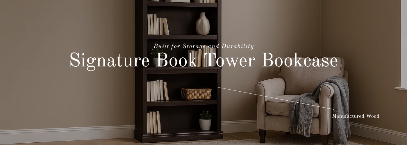 Signature Book Tower Bookcase banner