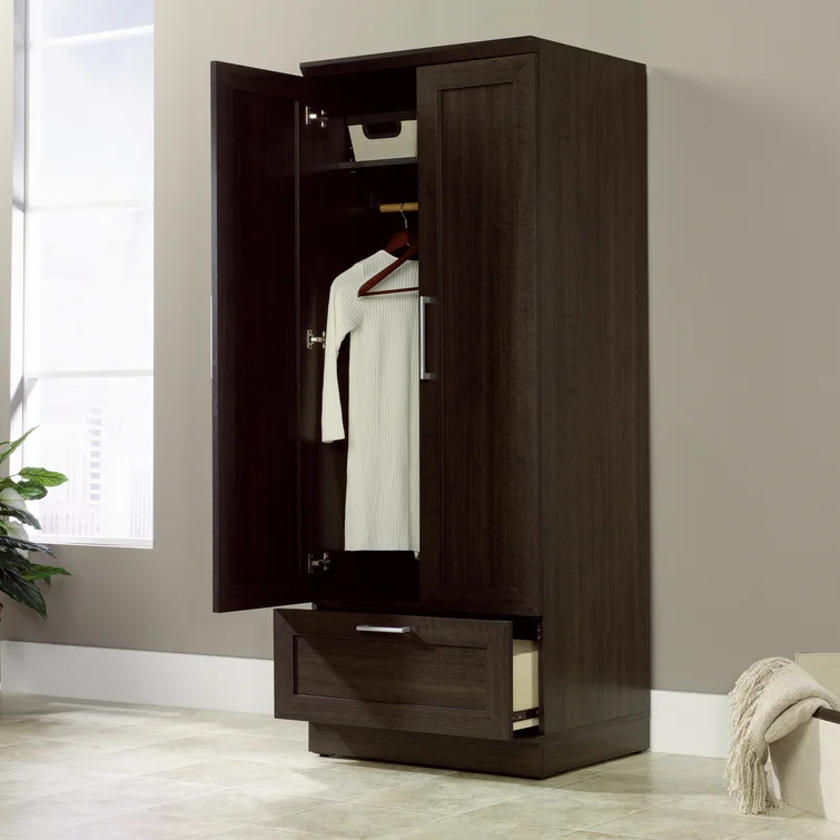 Tranquil-Oak-Wardrobe-Closet-brown-opened.