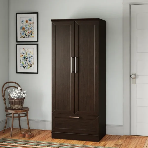 Tranquil-Oak-Wardrobe-Closet-brown-standing-in-living-room