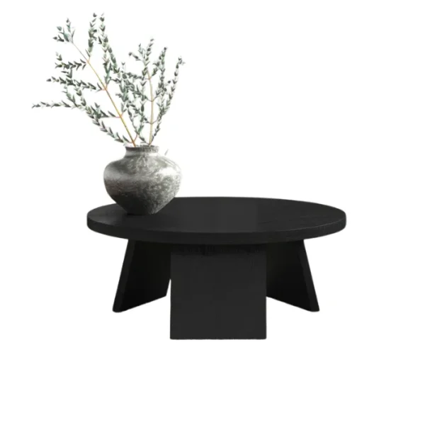 Urban Round Coffee Table 1 Urban Round Coffee Table - Black, Minimalist Design with Angular Legs, Modern Living Room Accent