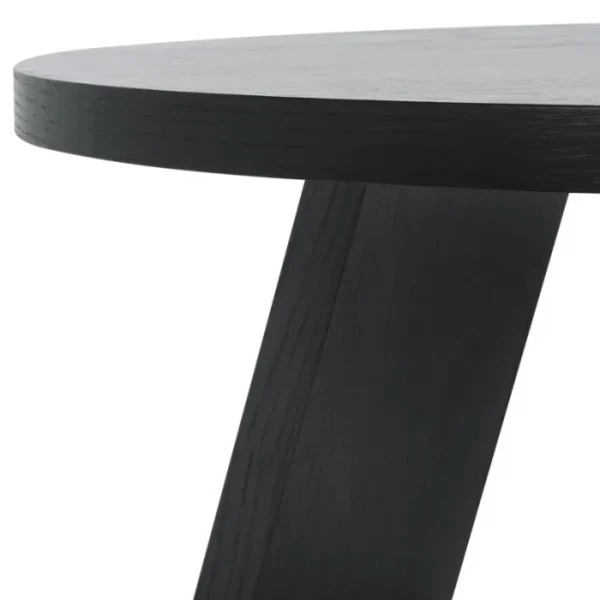 Urban Round Coffee Table 2 Close-up of Urban Round Coffee Table - Black, Detailing on Round Top and Angular Legs