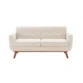 Versatile Square Arm Sofa in light beige fabric with wooden legs, featuring simple and elegant design with tufted cushions.