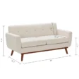 Versatile Square Arm Sofa with dimensions: 31.4" height, 30.3" depth, 65" width, 22.5" seat depth, and 14.2" seat height, shown with its clean, modern design and wooden legs.