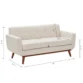 Versatile Square Arm Sofa with dimensions: 31.4" height, 30.3" depth, 65" width, 22.5" seat depth, and 14.2" seat height, shown with its clean, modern design and wooden legs.