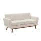 Front view of the Versatile Square Arm Sofa in light beige upholstery with a clean, minimalist design and wooden legs, perfect for contemporary living spaces.