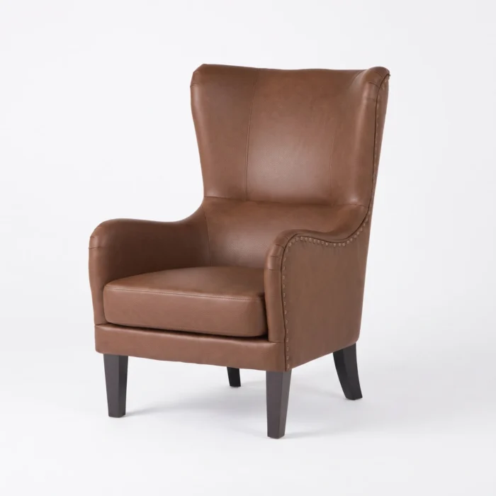 side angle view Crown Upholstered Wingback Chair side angle view