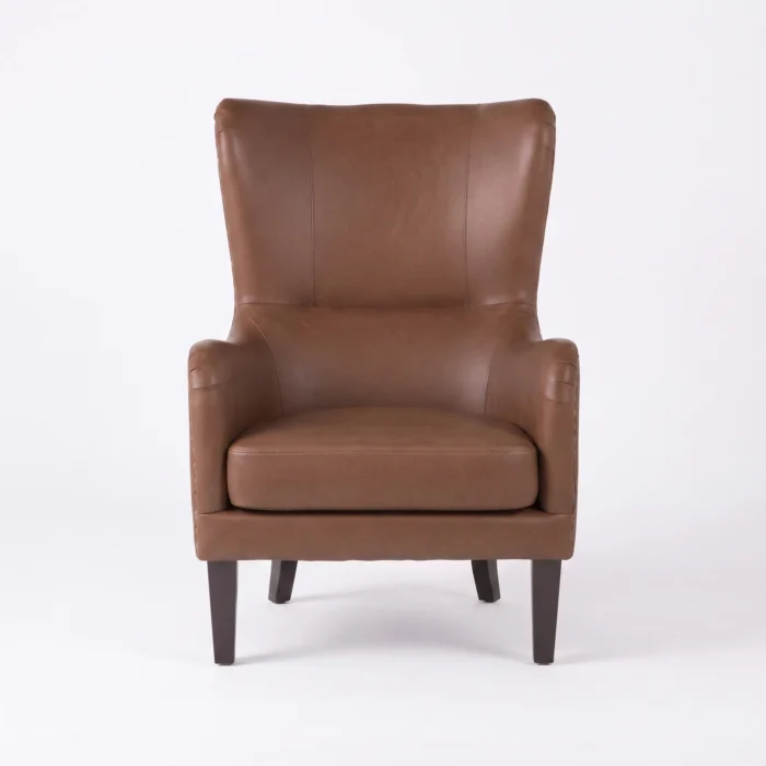straight front view Crown Upholstered Wingback Chair straight front view