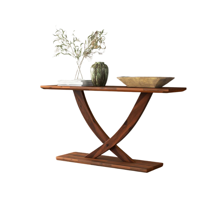 Brown Helix Solid Wood Console Table