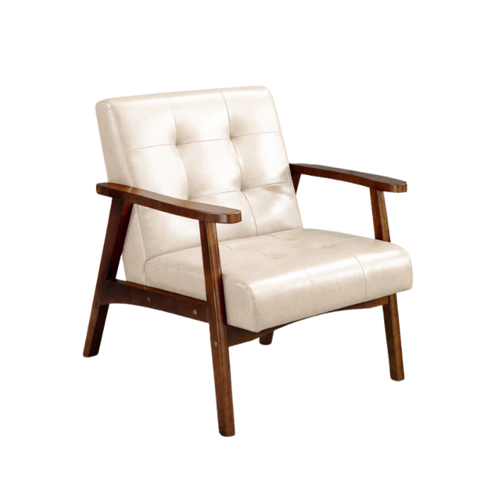 White Livia Accent Leatherite Armchair