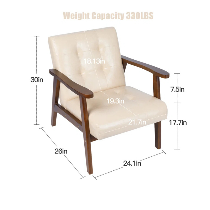 White Livia Accent Leatherite Armchair