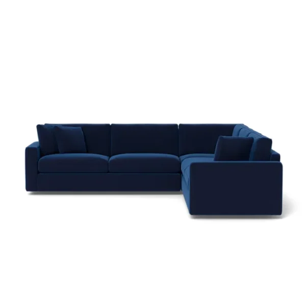 blue sectional sofa in white background