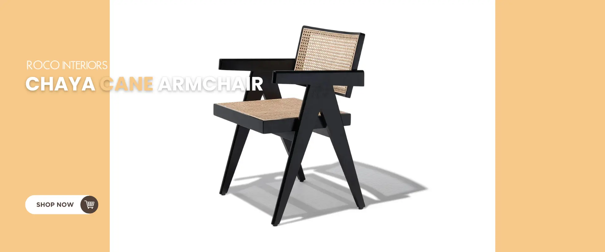 Chaya Cane Armchair Desktop Banner for PC Front View with Shadow